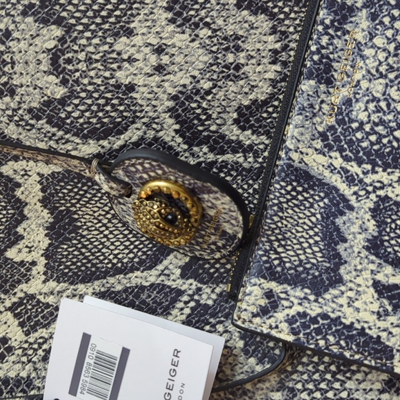 Kurt Geiger Genuine Leather Snakeskin Tote Bag With Removable Pouch - Picture 3 of 7